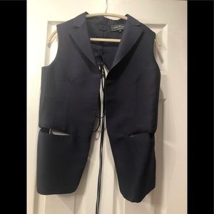 Salvatore Ferragamo Navy Open-Back Vest